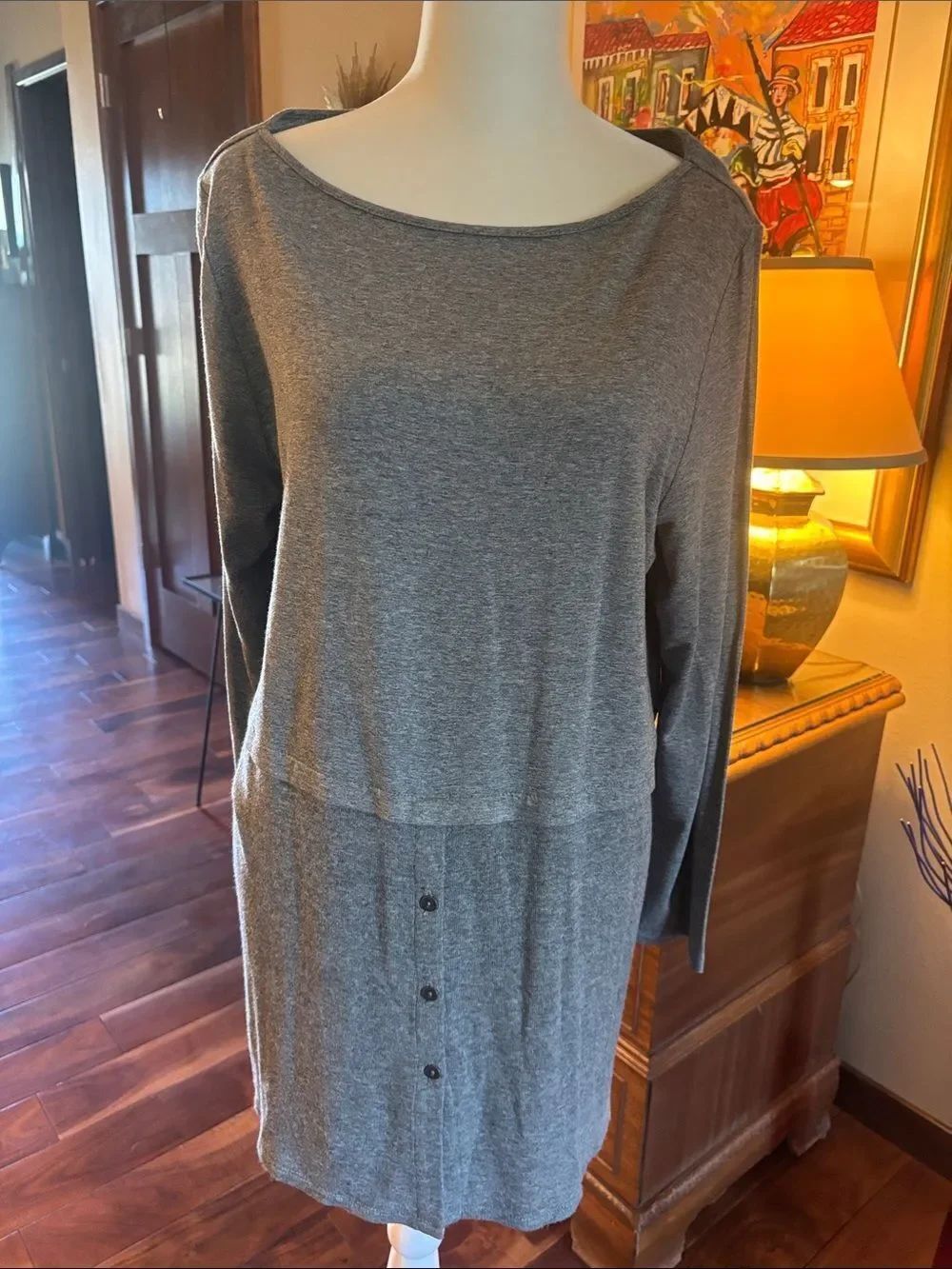 J. Jill Wearever Collection Women’s Grey Long-Sleeve Knit Tunic - PL